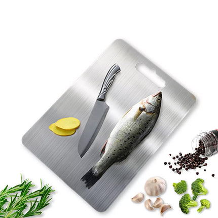 Stainless Steel Cutting Board Double-Sided Chopping Boards For Kitchen Camping 34*23(1.2mm)