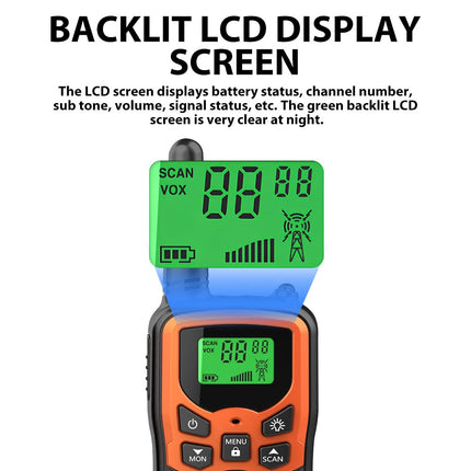 2x Walkie Talkies 10KM Long Range Two-Way Walkie-Talkie Radios w/ LED Flashlight Yellow