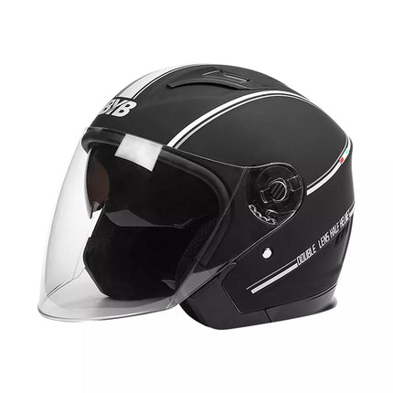 Open Face Motorcycle Helmet Scooter Motorbike Helmet Matt Black Dual Sun Visor