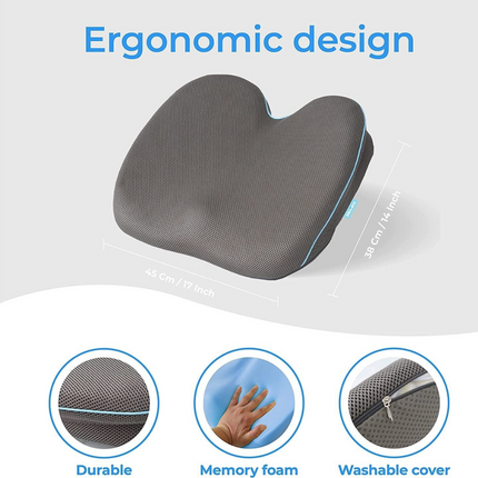 Memory Foam Chair Cushion for Back Support, Sciatica Pain Relief