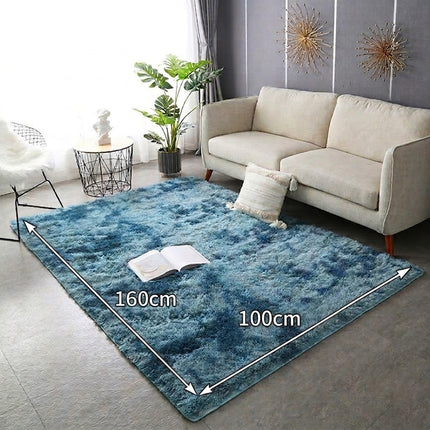Soft Plush Blue Floor Area Rug 100cm x 160cm - Living Room Bedroom Carpet Mat