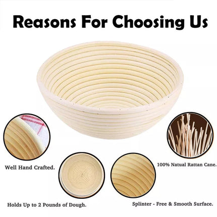 Set Of 2 Round and Oval Banneton Bread Proofing Basket Sourdough Tools Kit
