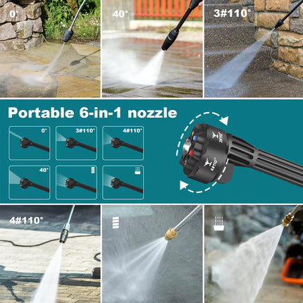 1500W Cordless Electric High Pressure Washer Water Spray Gun Car Cleaner 2 Batteries