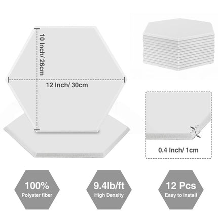12 Pack Self-Adhesive Soundproofing Acoustic Tiles Wall Panels Studio Home
