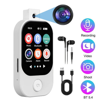 MP3 Player Touch Screen Bluetooth Music Speaker FM Radio Voice Recording W/ Cam