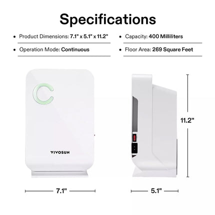 Portable Dehumidifier Air Dryer Purifier 1300ML Water Tank Auto Shut-Off