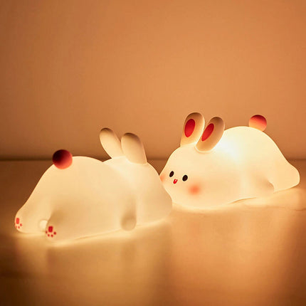 Big face rabbit patting small night light colorful toy ornaments