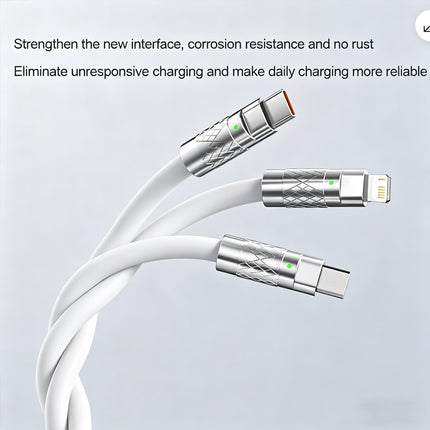 White 3 IN 1 120W Fast Charging Cable Charger USB Type C iPhone Samsung Durable Au