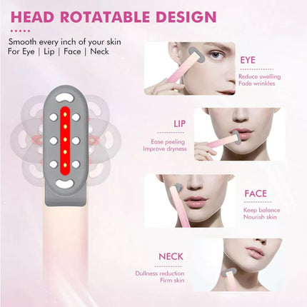 4-in1 Facial Wand LED Red Light Therapy Massage for Skin Care and Anti-Aging