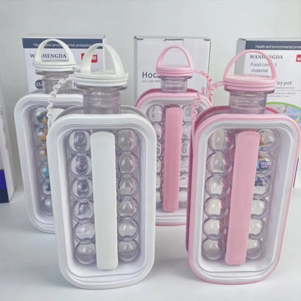 2 in 1 Portable Ice Jug ICE Ball Maker Mould POP Container Water Kettle Bottle White