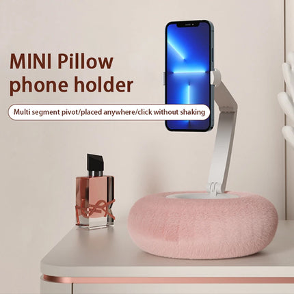 Tablet Stand Pillow 360°Adjustable Cell Phone Holder for Bed Soft Plush Fabric  (Pink)