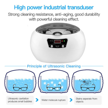 600ml Ultrasonic Cleaner Wave Cleaning Jewellery Polishing Machine Tank Timer