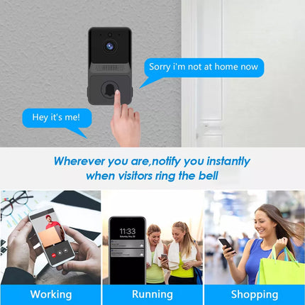 Wireless WiFi Video Doorbell Smart Phone Door Ring Intercom Security Camera Bell