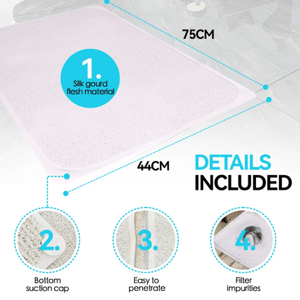 2PCS Anti Slip Loofah Shower Rug Non Slip Bathroom Bath Mat Carpet Water Drains