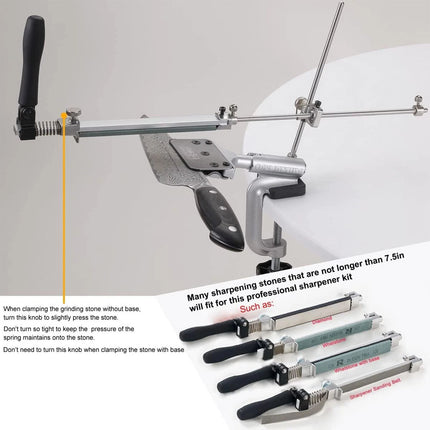 Knife Sharpener System Angle Adjustable Sharpening w/ 10 Whetstones & Gloves Set