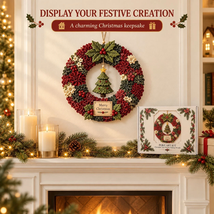 Christmas Wreath Making Kit 30cm DIY Tree Fabric Poke Art Front Door Decor