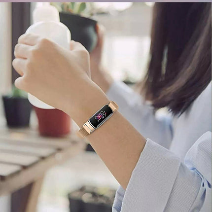 Champagne Fitbit Luxe Band Replacement Magnetic Wristband Watch Soft Stainless Steel Strap