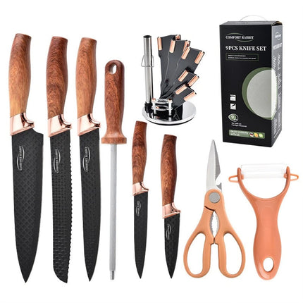 Kitchen Knife 9pcs Block Set Microsharp Knives Stainless Steel Gift Scissor Tool