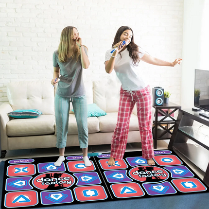 Double Dance Mat For Kids Adults Wireless Non-Slip Dancers Step Pads Fitness Kit