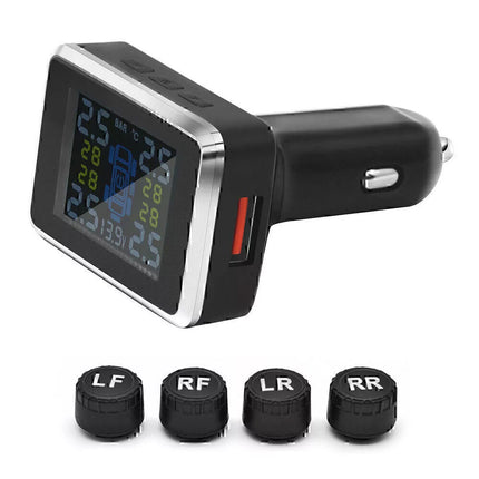 Wireless Car TPMS Tire Tyre Pressure Monitor System + 4 Sensor Cigarette Light