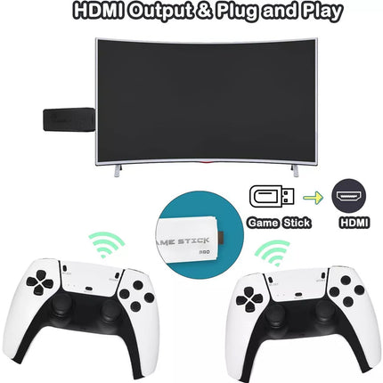 128G 4K HDMI TV Video Game Stick Retro Gaming Console 2 Wireless Controller