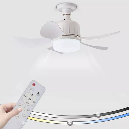 White Ceiling Fan E27 Socket Fan with Dimmable LED Light Remote ControllCR