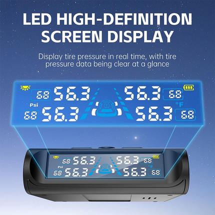 Solar Wireless TPMS Car Tire Tyre Pressure Monitor Monitoring System & 4 Sensors