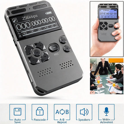 64GB Digital Voice Recorder Dictaphone Audio Sound Voice Recorder MP3 Player