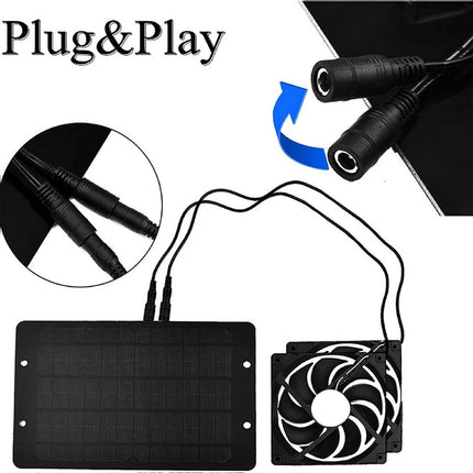 12V 40W Solar Panel Dual Exhaust Roof Attic Fan Air Ventilation Van Greenhouse