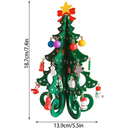 Mini Christmas Tree 3D DIY Wooden Trees Festival Home Party Table Desk Decors