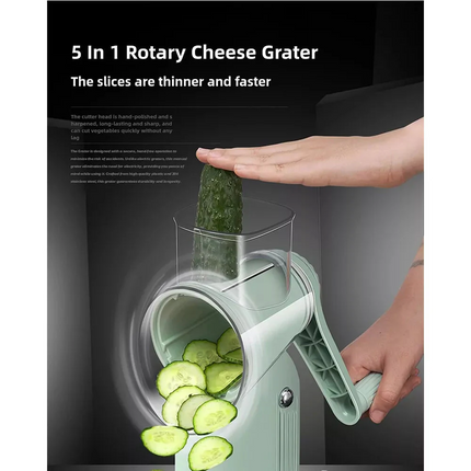 5 in 1 Rotary Cheese Grater Vegetable Handheld Fruit Vegetable Slicer Shredder