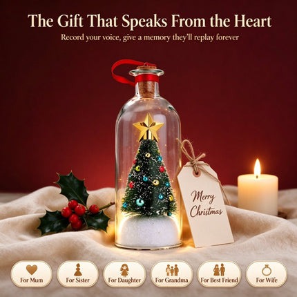Christmas Tree Message in a Bottle with LED Voice Recording Message Decors  （1PCS Green）