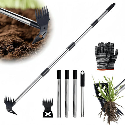 59" Manual Weed Remover Tool 2 in 1 Hand Weed Rake and Garden Hoe for Gardening