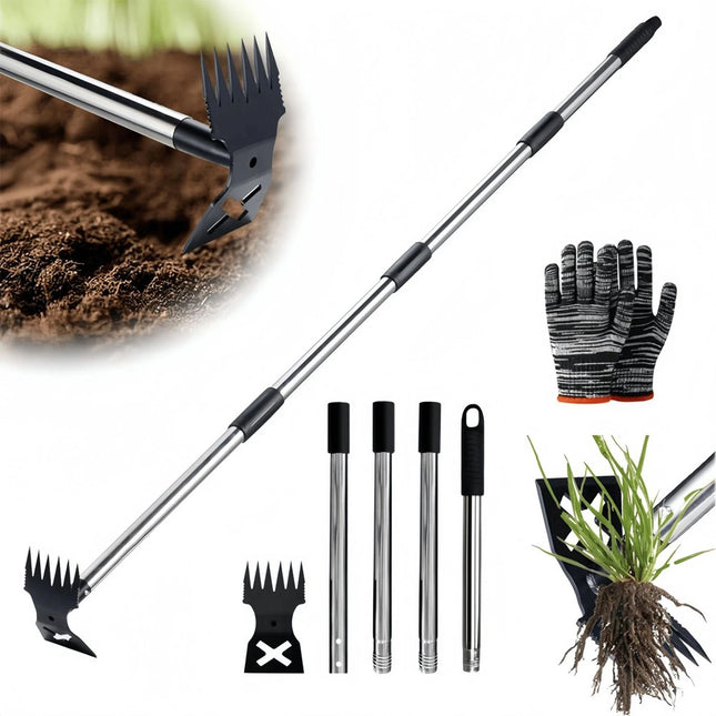 59" Manual Weed Remover Tool 2 in 1 Hand Weed Rake and Garden Hoe for Gardening