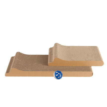Wall Leaning L Shape Cat Scratcher Cardboard Bed with Wooden Frame 60CM Indoor Use