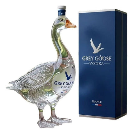 3D Sculpted Grey Goose Glass Whiskey Bottle for Home Bar Tabletop