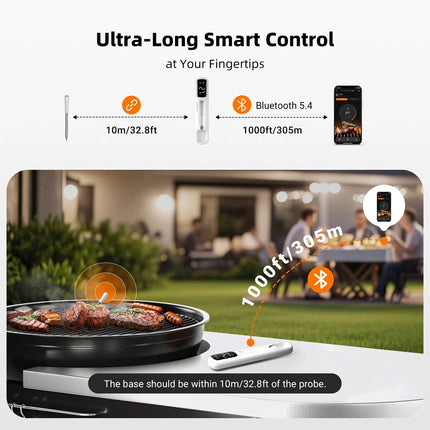 Mini Wireless Bluetooth Meat Thermometer for BBQ Grill Oven Smoker IP67