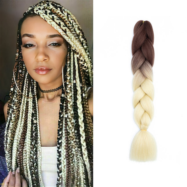 62cm Synthetic Gradient Coloured Braiding Hair Extensions - Brown&Beige