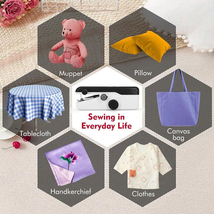Portable Mini Handheld Cordless Sewing Machine Hand Held Thread Stitch Clothes