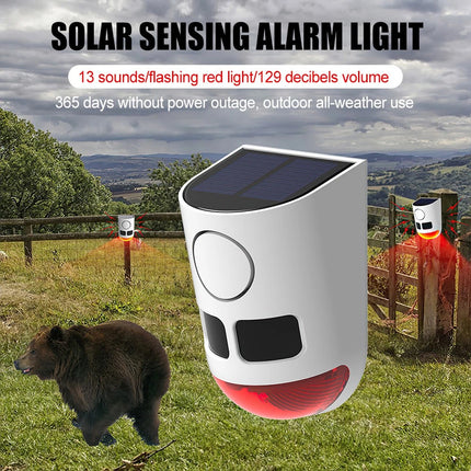 Solar Strobe Alarm Light Motion Sensor Siren 120dB
