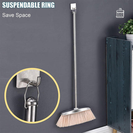 Stainless Steel Broom and Dustpan Set with Long Handle, Upright Heavy Duty