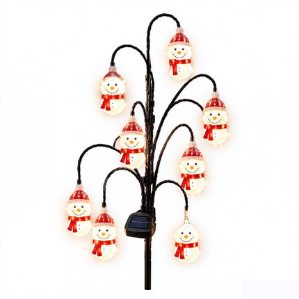 Magical Solar Christmas Stake Lights With Auto-On Weatherproof Garden Pathway Scarf Snowman Light