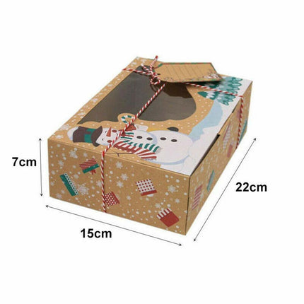 12pcs Christmas Candy Cookie Boxes Bakery Gift Boxes Cupcake Muffin Cake Box