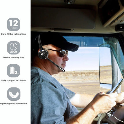 Trucker Bluetooth 5.1 Wireless Headset With Noise Cancelling Mic For Phones PC
