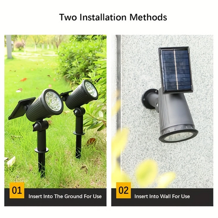 2Pcs Solar Spot Lights LED Garden Outdoor Pathway Lawn Fence Lamp Spotlight RGB