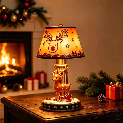 Christmas Elk Resin LED Table Lamp - Festive Holiday Decor & Gift Ornament