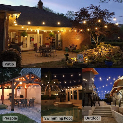 LED Festoon Light Solar String Light Waterproof Wedding Party Outdoor Bulb Decor