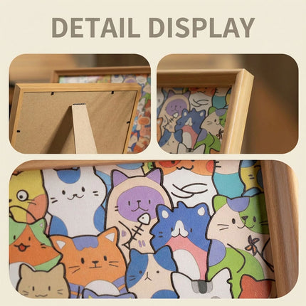 DIY Wooden Cat Puzzle Frame, Wooden Coloring Puzzle, Cat Puzzles Decor