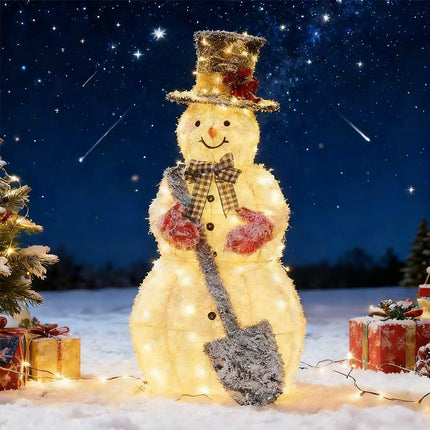 120cm Solar Powered Christmas Decoration Lights Snowman Metal Frame LED Light