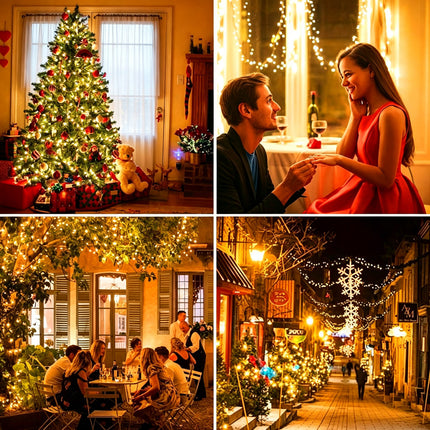 Solar String Fairy Lights Outdoor LED Party Wedding Christmas Decor Splash Resistant 2pack 200LED 22M Warm White